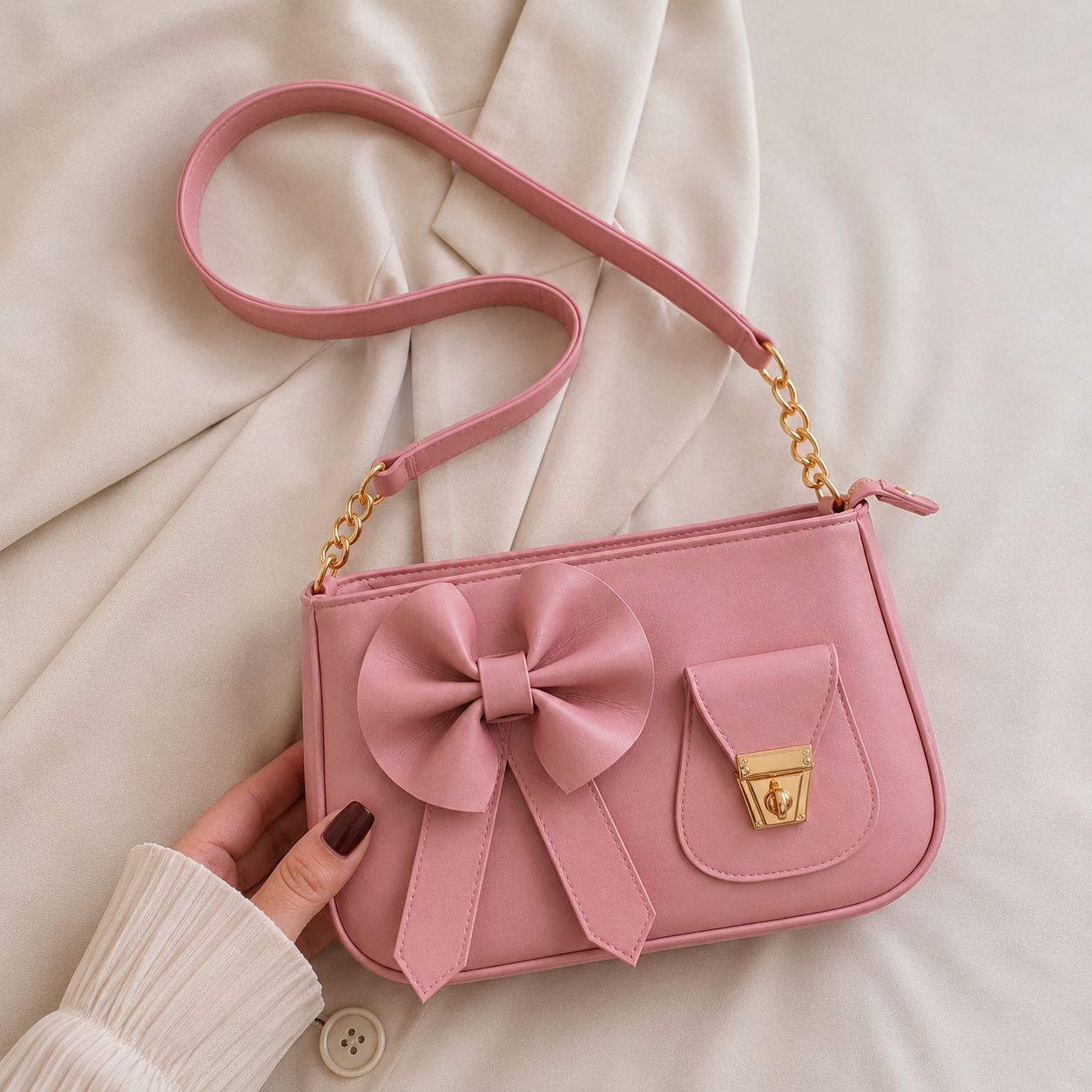 Bella Bow Shoulder Bag for Women – Fashion Mini Handbag with Elegant Bow Design | Black