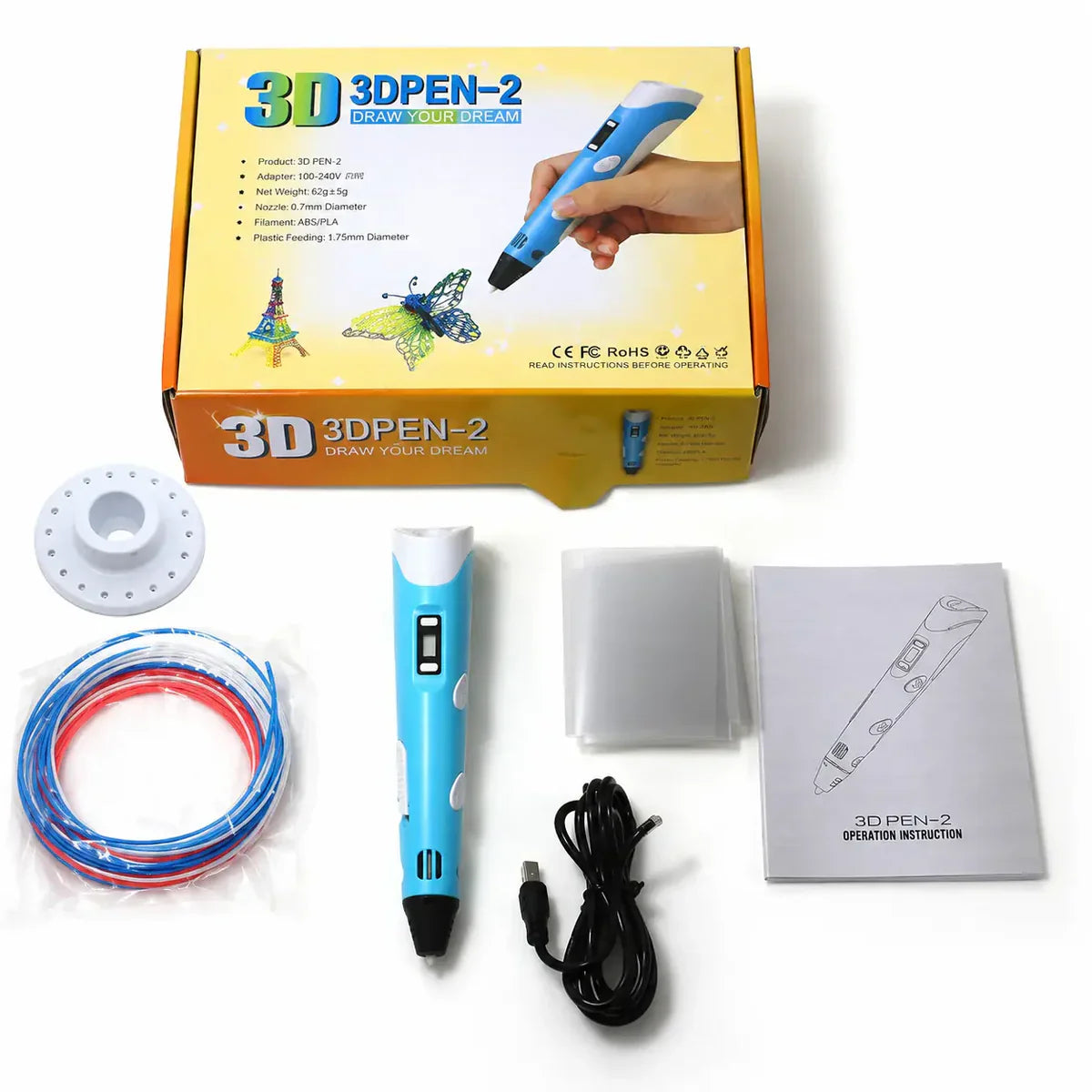 3D Pen for Kids & Adults | LCD Display Drawing Pen with PLA Filaments