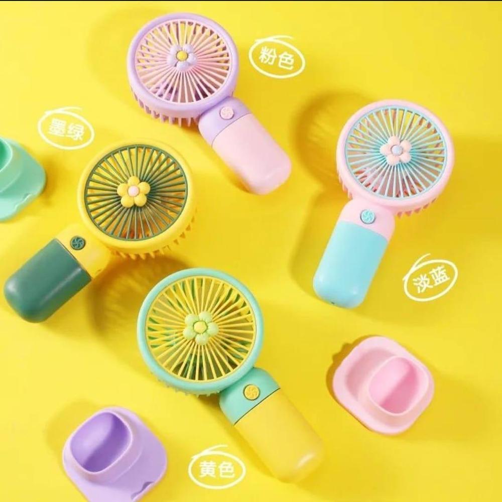 Fruit Mini Rechargeable Handheld Fan with Stand – Portable USB Desktop Cooling Fan (Random Color)