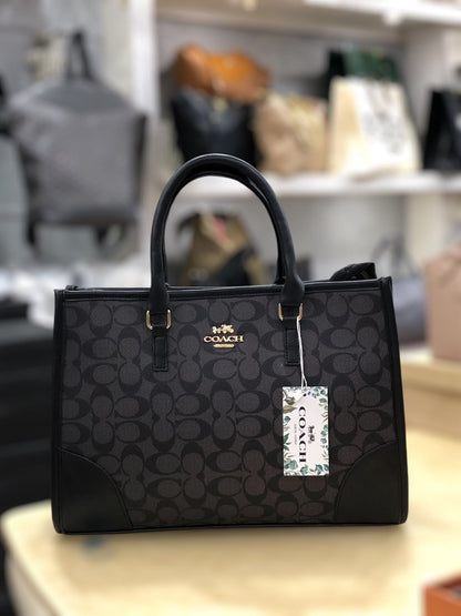 Coach Signature Print Tote Bag for Women – Premium Beige Everyday Carry Handbag