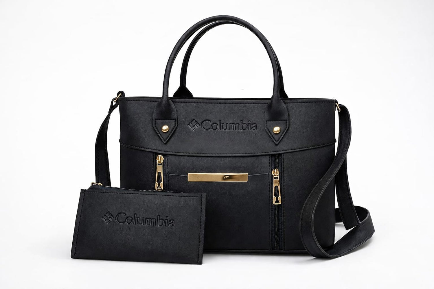Luxe Signature 2-Piece Tote Handbag Set for Women – Premium Black Shoulder Bag &amp; Matching Pouch