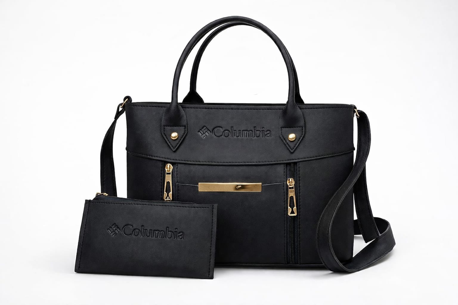 Luxe Signature 2-Piece Tote Handbag Set for Women – Premium Black Shoulder Bag &amp; Matching Pouch