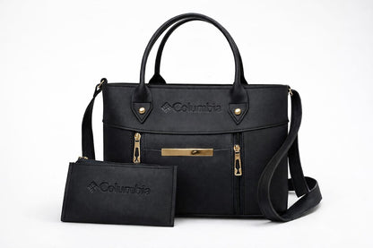 Luxe Signature 2-Piece Tote Handbag Set for Women – Premium Black Shoulder Bag &amp; Matching Pouch
