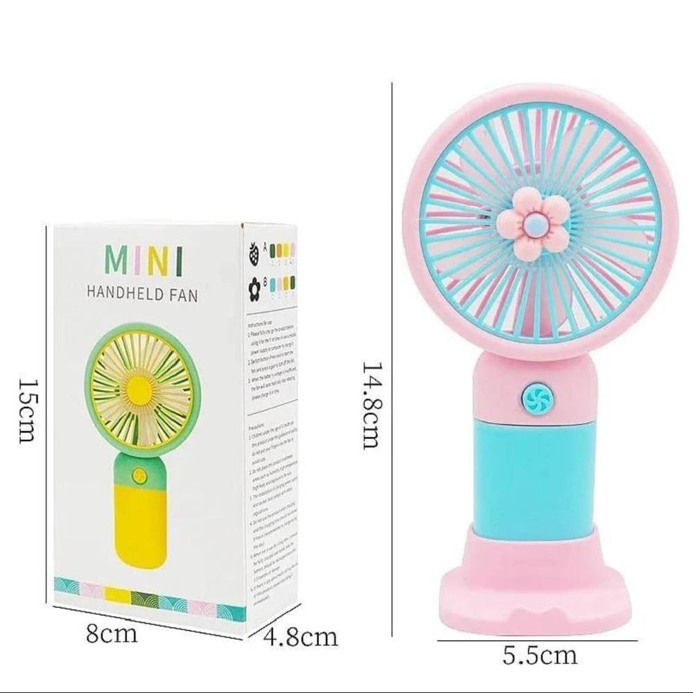 Fruit Mini Rechargeable Handheld Fan with Stand – Portable USB Desktop Cooling Fan (Random Color)