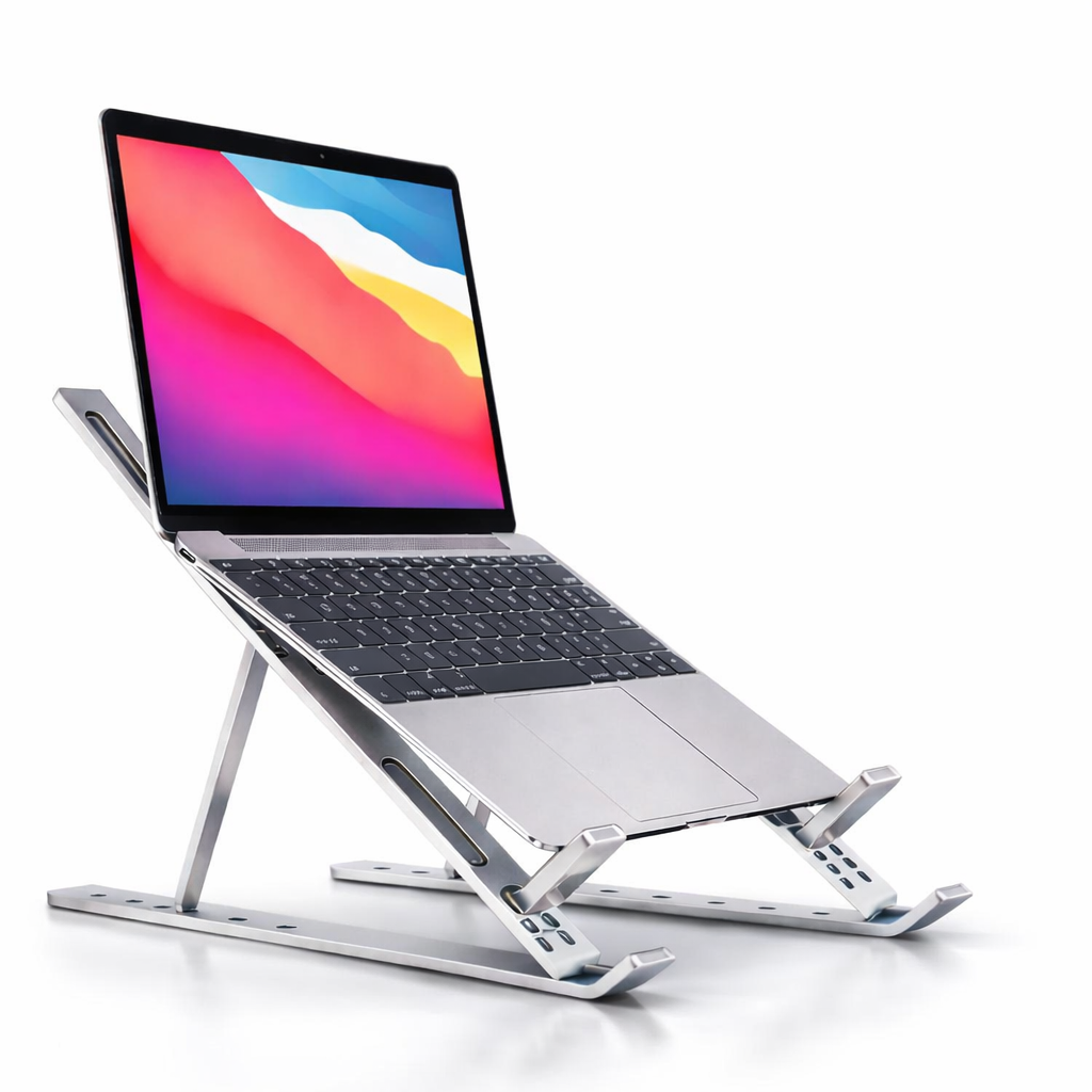 Premium Aluminum Foldable Adjustable Laptop Stand – Ergonomic Portable Laptop Holder for Up to 18-Inch Laptops