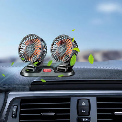12v Car Dashboard cooling fan, dual head fan 360 degree rotation Fan for Cars