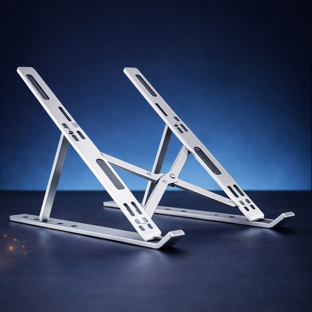 Premium Aluminum Foldable Adjustable Laptop Stand – Ergonomic Portable Laptop Holder for Up to 18-Inch Laptops