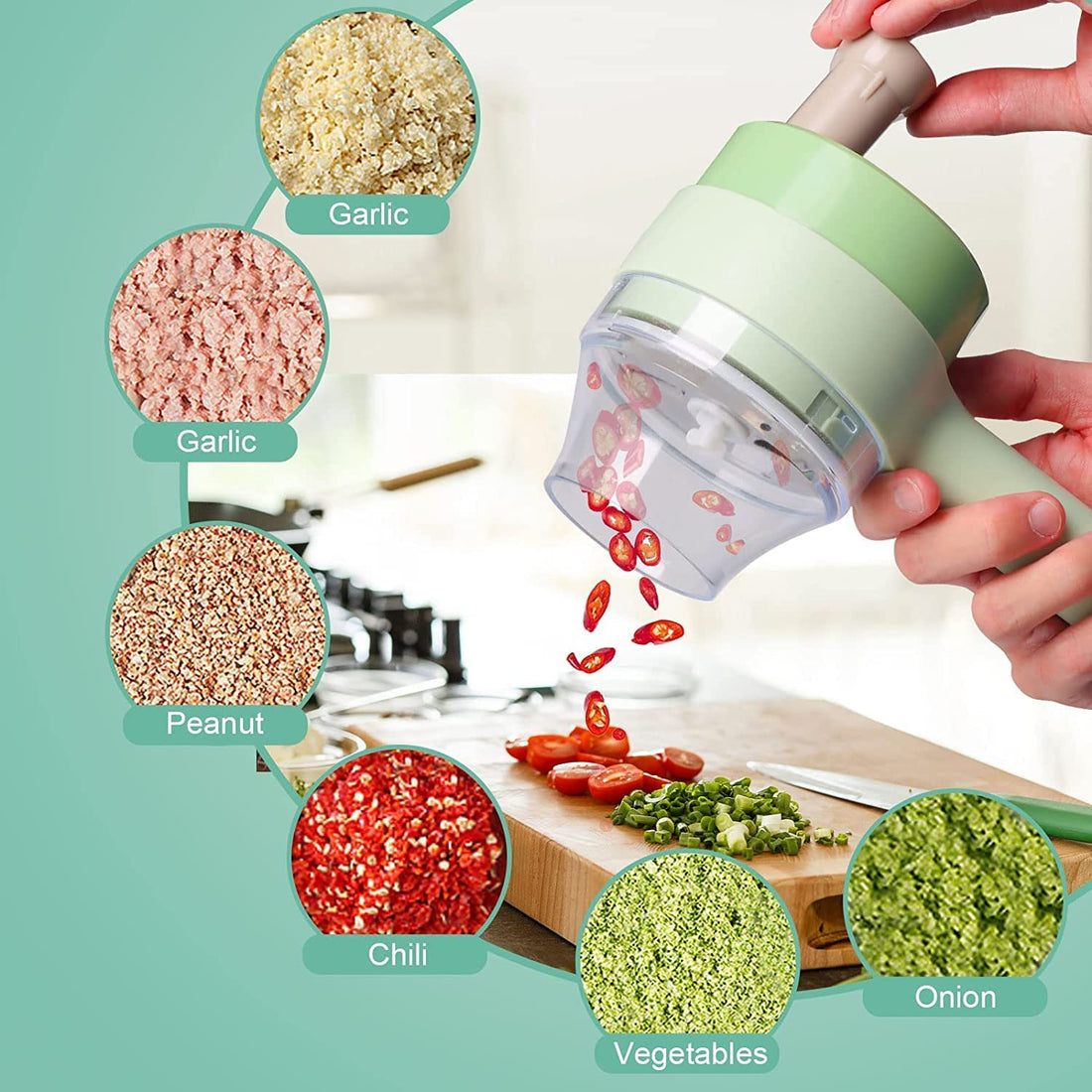 Manual Hand Press Hammer Chopper – Multi-Purpose Vegetable &amp; Food Cutter with Stainless Steel Blades