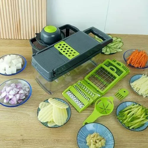 16-in-1 Multifunctional Vegetable Chopper &amp; Slicer Set with Interchangeable Stainless Steel Blades