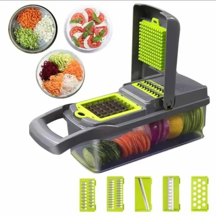 16-in-1 Multifunctional Vegetable Chopper &amp; Slicer Set with Interchangeable Stainless Steel Blades