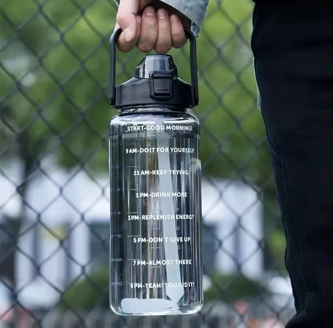 Pack Of 3 Transparent Motivational Water Bottle Large Capacity Sports Leakproof Refillable Water Bottle | Random Color