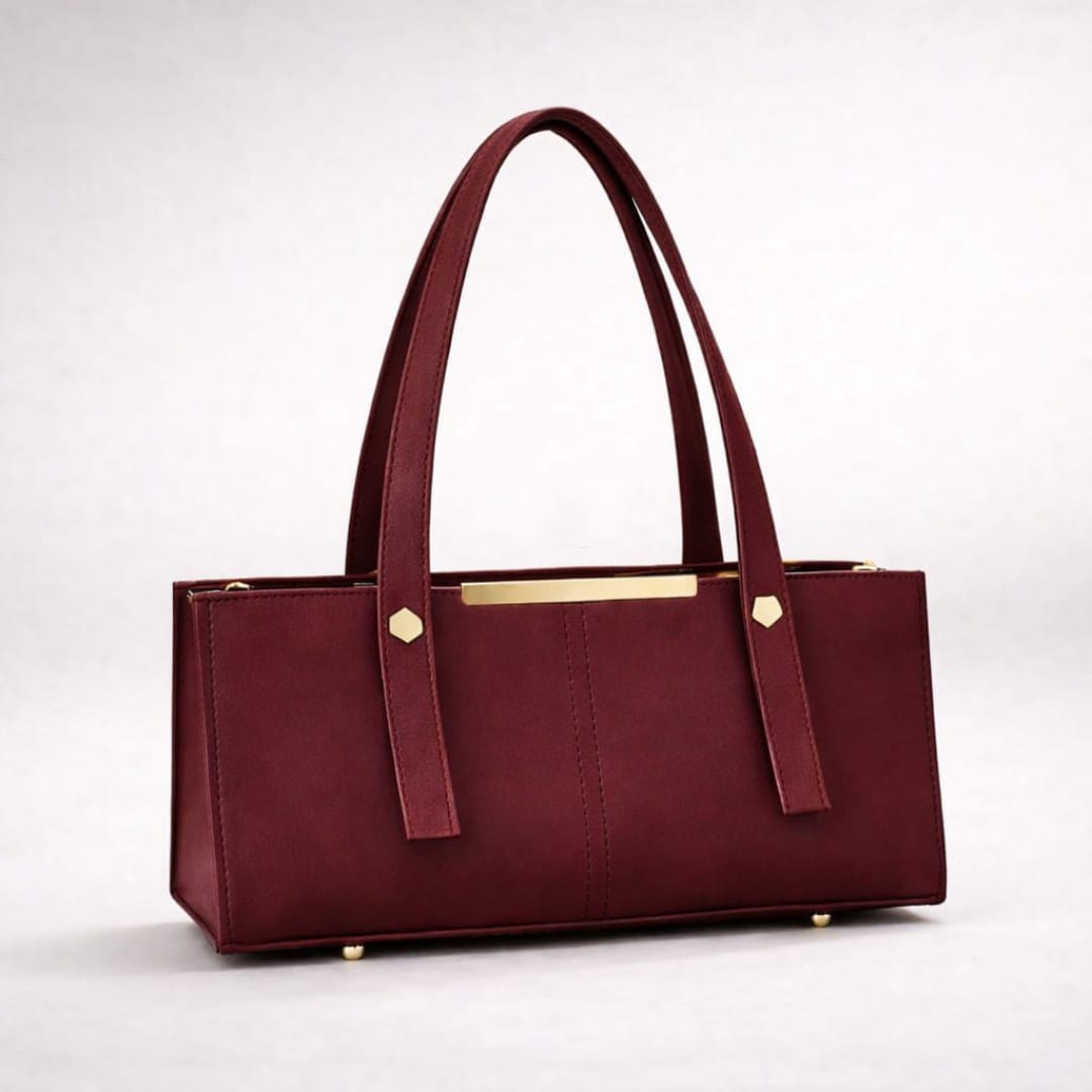Grace Line Structured PU Leather Tote Bag for Women – Elegant Black Everyday Shoulder Handbag