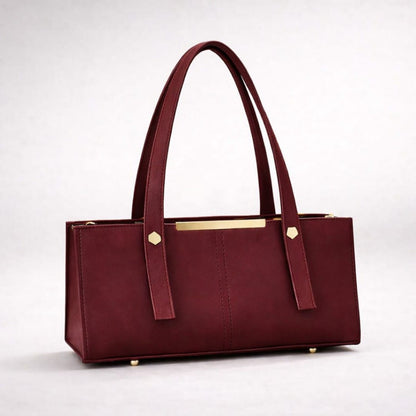 Grace Line Structured PU Leather Tote Bag for Women – Elegant Black Everyday Shoulder Handbag