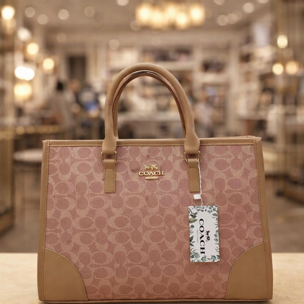 Coach Signature Print Tote Bag for Women – Premium Beige Everyday Carry Handbag