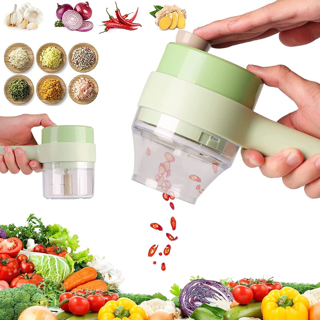 Manual Hand Press Hammer Chopper – Multi-Purpose Vegetable &amp; Food Cutter with Stainless Steel Blades