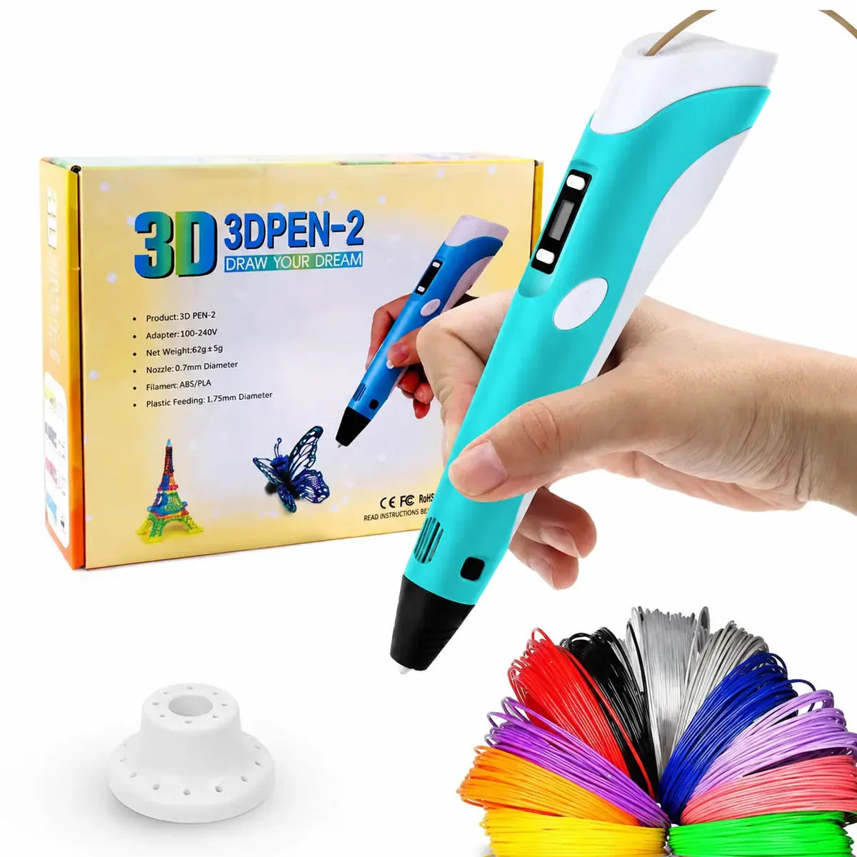 3D Pen for Kids &amp; Adults | LCD Display Drawing Pen with PLA Filaments
