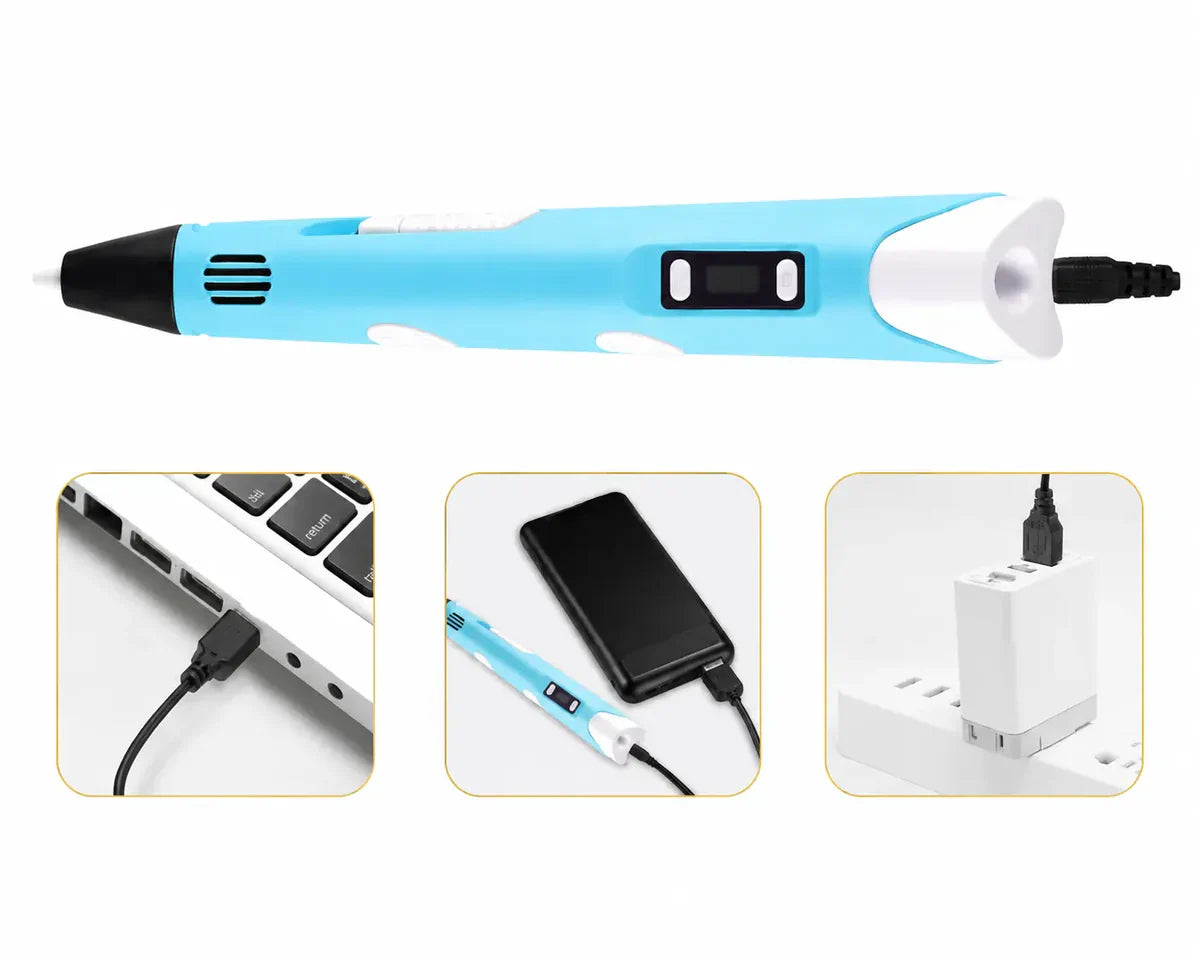 3D Pen for Kids &amp; Adults | LCD Display Drawing Pen with PLA Filaments