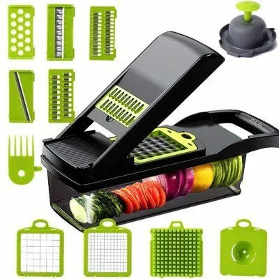 16-in-1 Multifunctional Vegetable Chopper &amp; Slicer Set with Interchangeable Stainless Steel Blades
