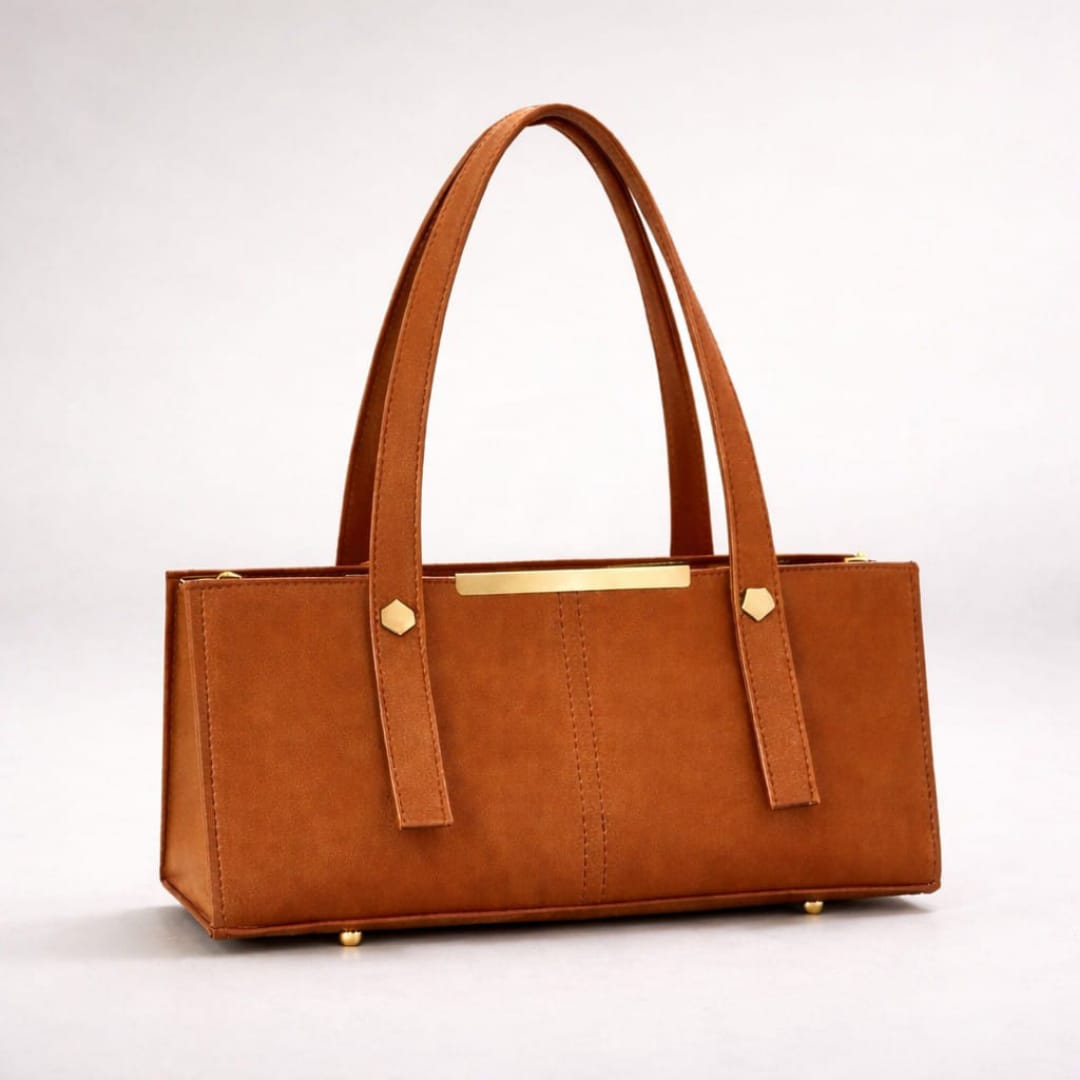 Grace Line Structured PU Leather Tote Bag for Women – Elegant Black Everyday Shoulder Handbag